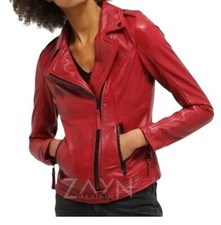 Blouson de motard rouge pour