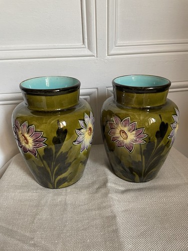 Paire vases barbotine bruyn - de,