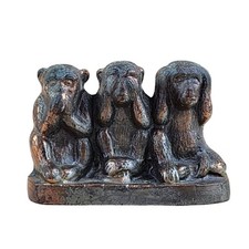 Statuette 3 Singes de la Sagesse en Régule Three Wise Monkeys Brass Statuette