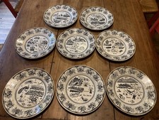 8 ASSIETTES RÉBUS PORCELAINE GIEN 19ème SIÈCLE 