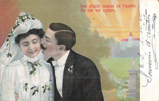 CP COUPLE MARIES MOUSTACHU EMBRASSE JOUE MARIEE - 53453