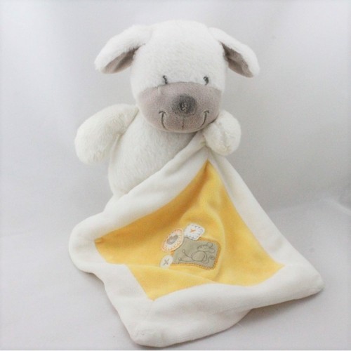 Doudou chien blanc beige