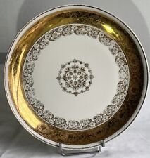 PLAT ROND PORCELAINE BAVAROISE CFC BAVARIA ALLEMANDE BLANCHE & OR D29,5cm DORURE