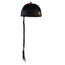 Casquette orientale noire pour enfants avec queue de cheval, accessoire de