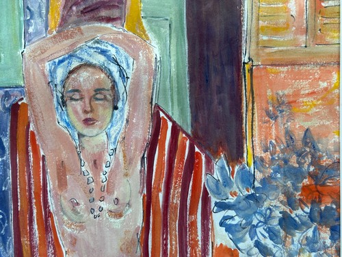 Ancien dessin portrait jeune