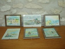 Ensemble de 6 AQUARELLES ORIGINALES sous verre, Dimensions 18 x 13 cm, TBE