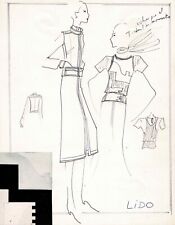 Karl LAGERFELD - Dessin original.  Etude de robe-manteau et T. Shirt. Pour Chloé