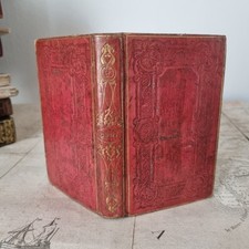 Livre Belle Reliure en Cuir Rouge Gaufré 1839 Visites Saint Sacrement Ste Vierge