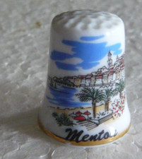 Dé à coudre de collection en porcelaine décoré de la ville de Menton