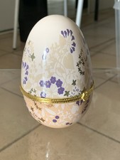 Oeuf en Porcelaine/boîte à Bijoux Vintage. Décor Japonisant. Taille Moyenne.
