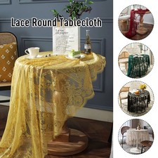 Housse de nappe ronde en dentelle avec creux pour table à manger décoration de fête de mariage