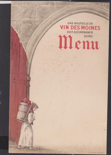 Ancien menu vierge moine - vierge,