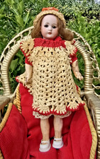 Antique Rare German Simon & Halbig Bisque Turning Head  9" Mechanical Doll 19c