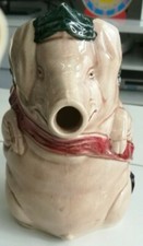 ANCIEN PICHET BARBOTINE JUG COCHON AU JAMBON ORCHIES FAIENCE