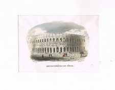 NÎMES Bois gravé rehaussé sous Marquise 19è S Amphithéâtre Monument gallo-romain