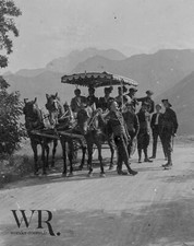 1910 - Voiture à Cheval / Calèche - Pyrénées ? - PLAQUE de VERRE - 9X12cm RARE !