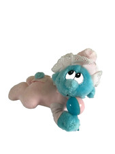 5 ⚜️ Ancienne Peluche Doudou Bébé Schtroumpf Peyo Année 1983 Rose Vintage