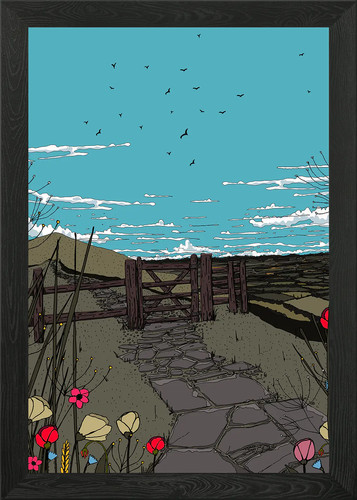 Rural path with gate and - path,