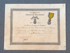 Diplôme et médaille militaire, Sergent Servins, Maine et Loire, France WW1.