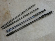 Lot de 4 tarières, mèches  pour bois , outils anciens de menuisier, charpentier