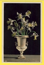 cpa sur Papier glacé ART DÉCO Fleurs VASE BOUQUET de JONQUILLES DAFFODILS