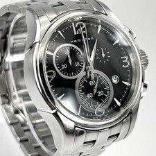 Montre chronographe à quartz Hamilton Jazzmaster 39 mm cadran noir en acier...