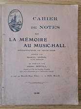 Cahier de notes sur la mémoire au music-hall, mentalisme, par Marcel VASSAL