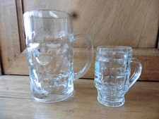 2 chopes à bière à décor de pastilles 1 litre Kanterbräu + 1/4 litre Walsheim