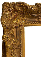 Cadre Bois Ancien Sculpté Doré Style Louis XV Rocaille - Grand Format