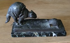 Rare Bronze Signé Frecourt Le Chat Et La Tortue Époque Début Xix Ème