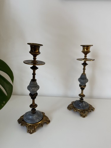 Vintage paire bougeoirs en - vintage,