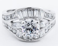 3.00 Carat Vintage Style Diamant Rond Bague de Fiançailles 18k or Blanc GIA