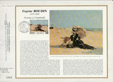 * feuillet CEF   tableau Eugène Boudin femme a l' ombrelle  14 Honfleur   1987