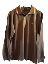 FRED PERRY  polo marron manches longues taille M