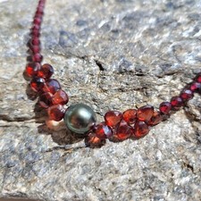 Collier argent perle - perle, noire