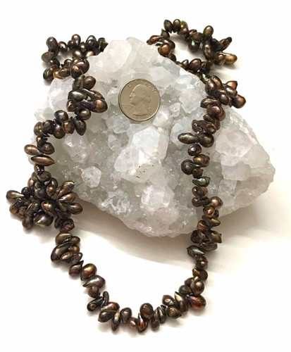 Black baroque pearl beaded - black,