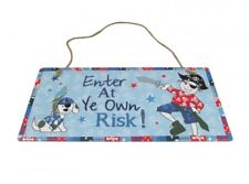 Plaque de Porte Métal Fantaisie Enfant Garçon Pirate " Enter At Ye Own Risk ! "