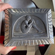 Boîte à Bijoux ART DÉCO ORFEAR Paris Femme Nue au Bouquet Étain Pewter box