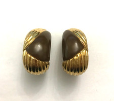 Boucles d'oreilles clips métal doré signé Valentino Vintage Haute Couture