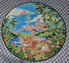 Ancien GRAND PLAT EN EMAUX DE LONGWY Flamands Roses 36 cm