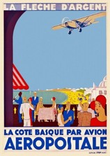 AVIATION AEROPOSTALE COTE BASQUE-POSTER HQ 80x110cm d'une AFFICHE VINTAGE
