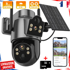 Caméra de Surveillance Solaire Extérieure Sans Fil WiFi 7800mAh Double Objectif