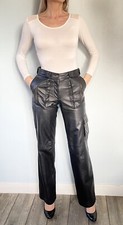 Pantalon high waist cuir - pantalon, en