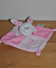 Doudou Plat Lapin MOTS D'ENFANTS Carré Rose Poule Poussin Mouchoir  TBE