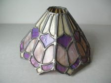 Ancien abat jour style Tiffany façon vitrail et étain lampe luminaire de 34 cm