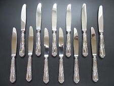 12  COUTEAUX A DESSERT MANCHE ARGENT FOURRE ESPAGNOL 925/1000 ROCAILLE T B ETAT