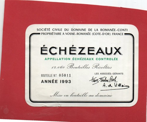 Etiquette echezaux 1993 - etiquette,