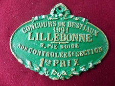 PLAQUE DE CONCOURS AGRICOLE  1991 / lillebonne  / 1° prix
