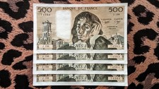 Billets 500 Francs Pascal 5/1/1984 Consécutifs ( X 4 Billets )