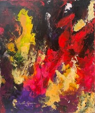 1 - Acrylique  sur toile ,  " LE TEMPS VECU ".Signé Mireille Goavec